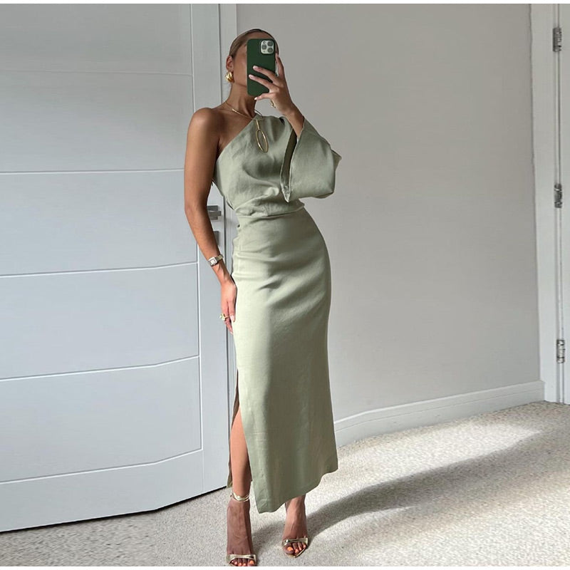 Dames asymmetrische zonnejurk met plooien