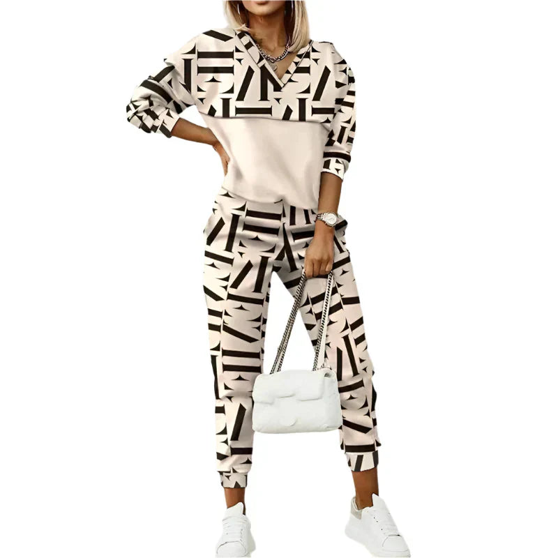 Dames 2-delige loungewear set met lange mouwen en losse broek