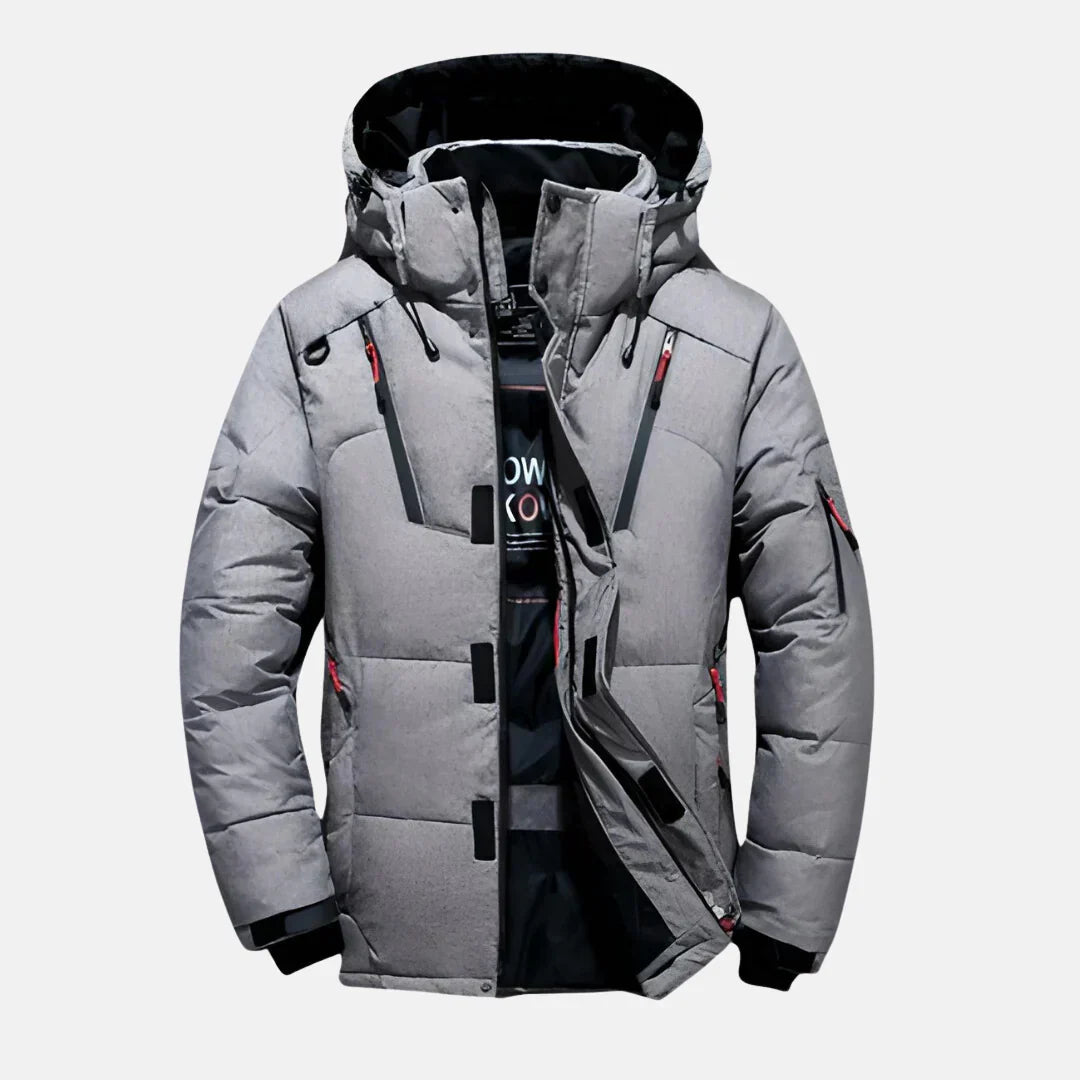 Heren winterjas met verlengde zoom