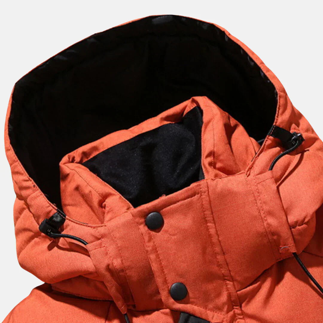 Heren winterjas met verlengde zoom
