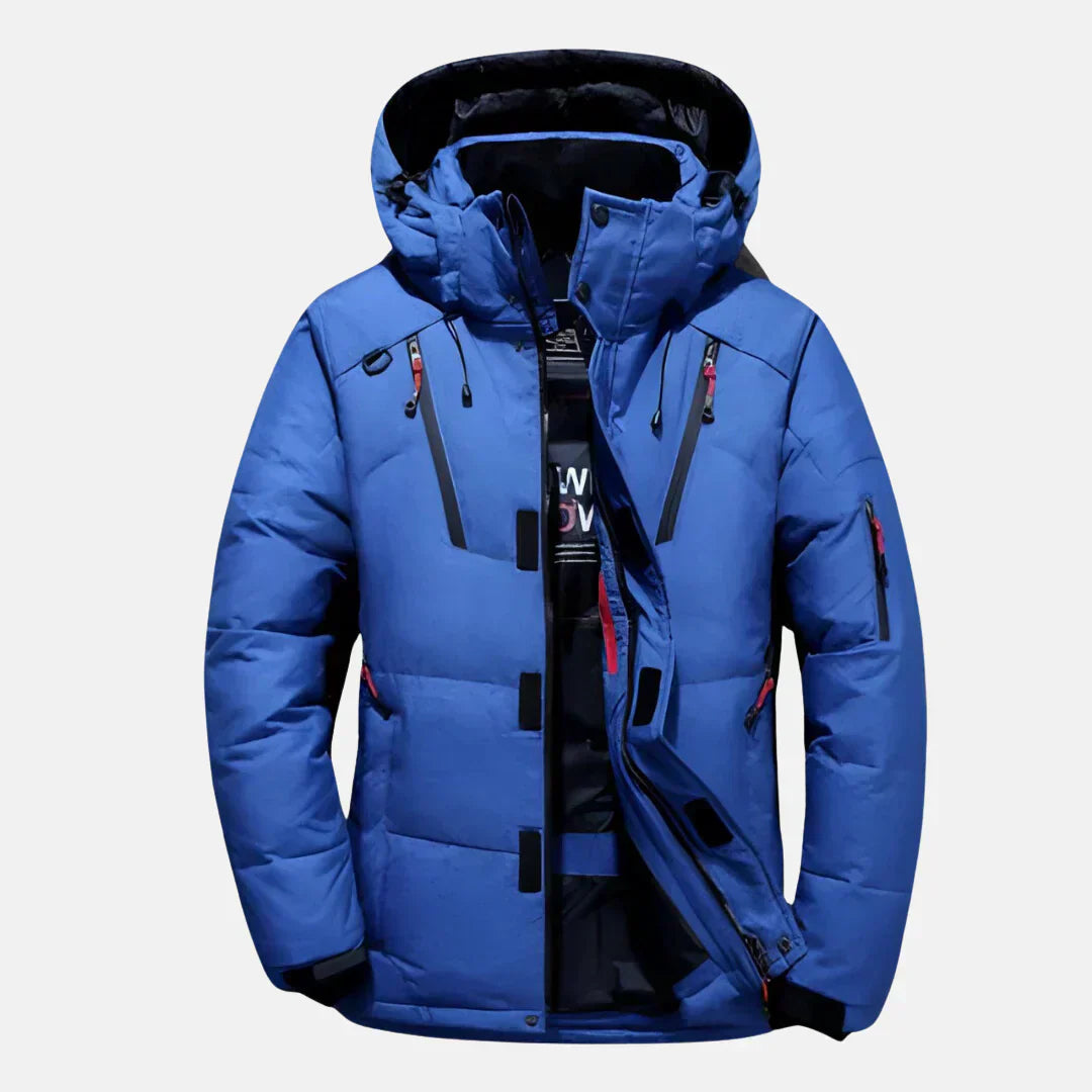 Heren winterjas met verlengde zoom