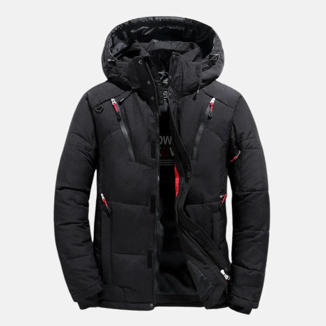 Heren winterjas met verlengde zoom