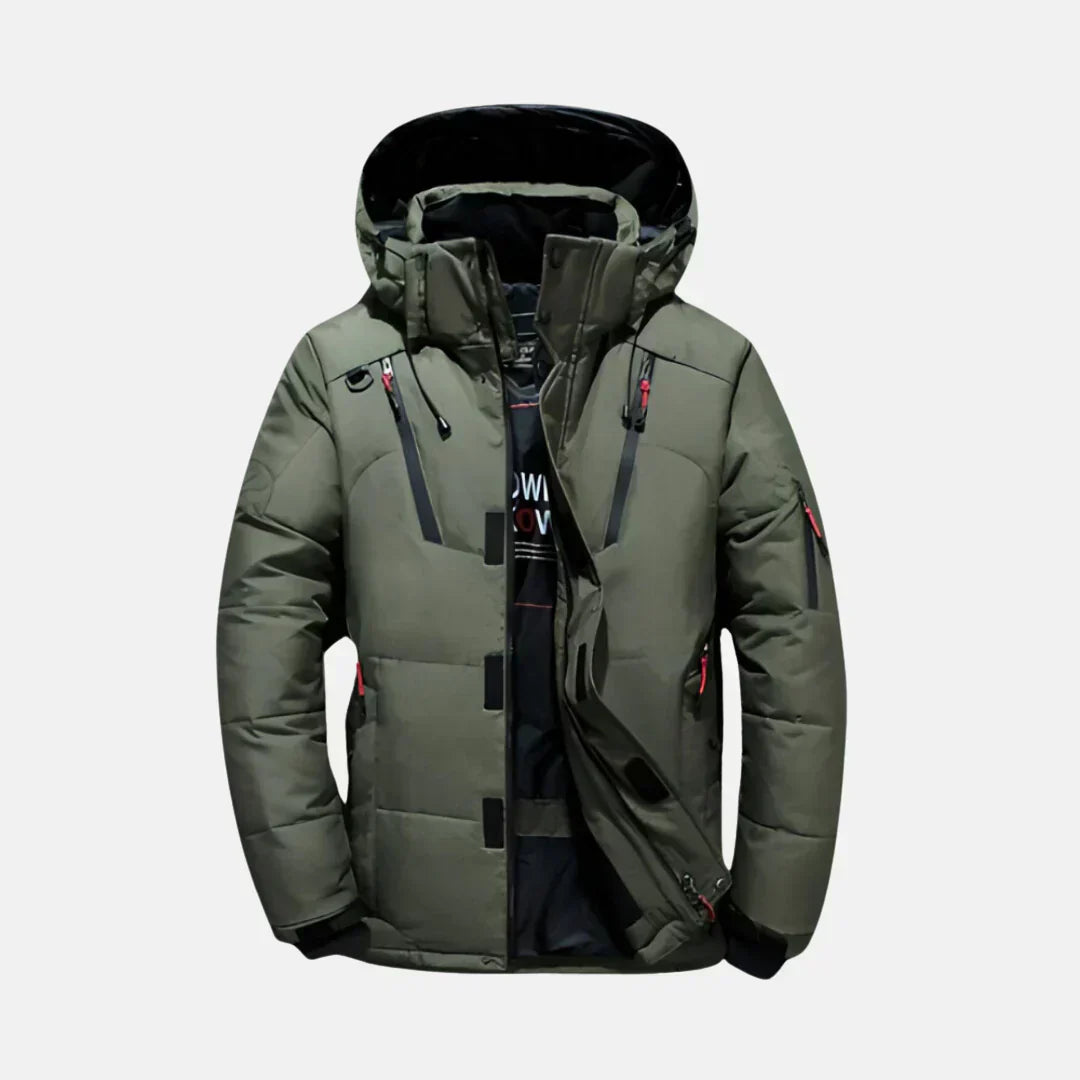 Heren winterjas met verlengde zoom