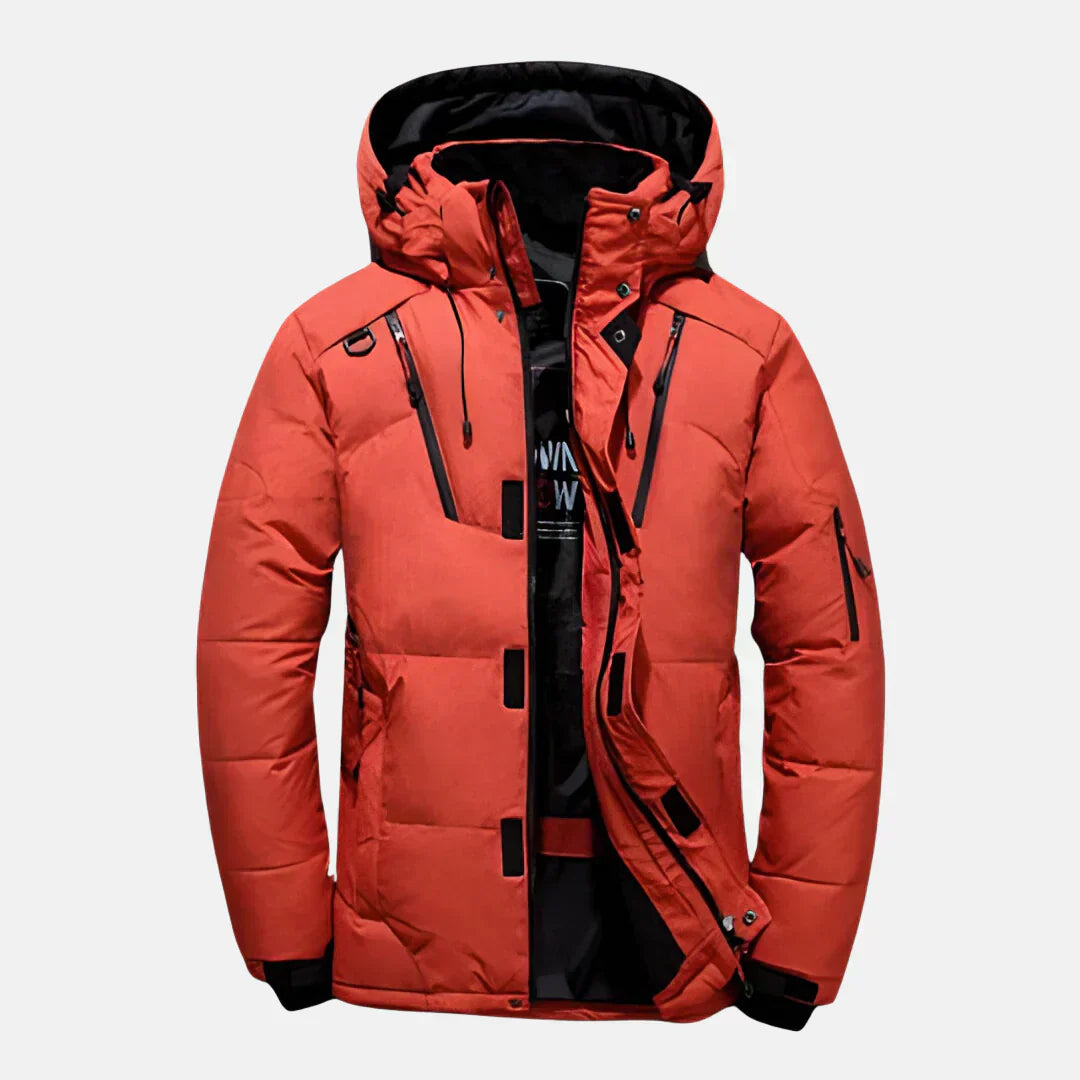 Heren winterjas met verlengde zoom