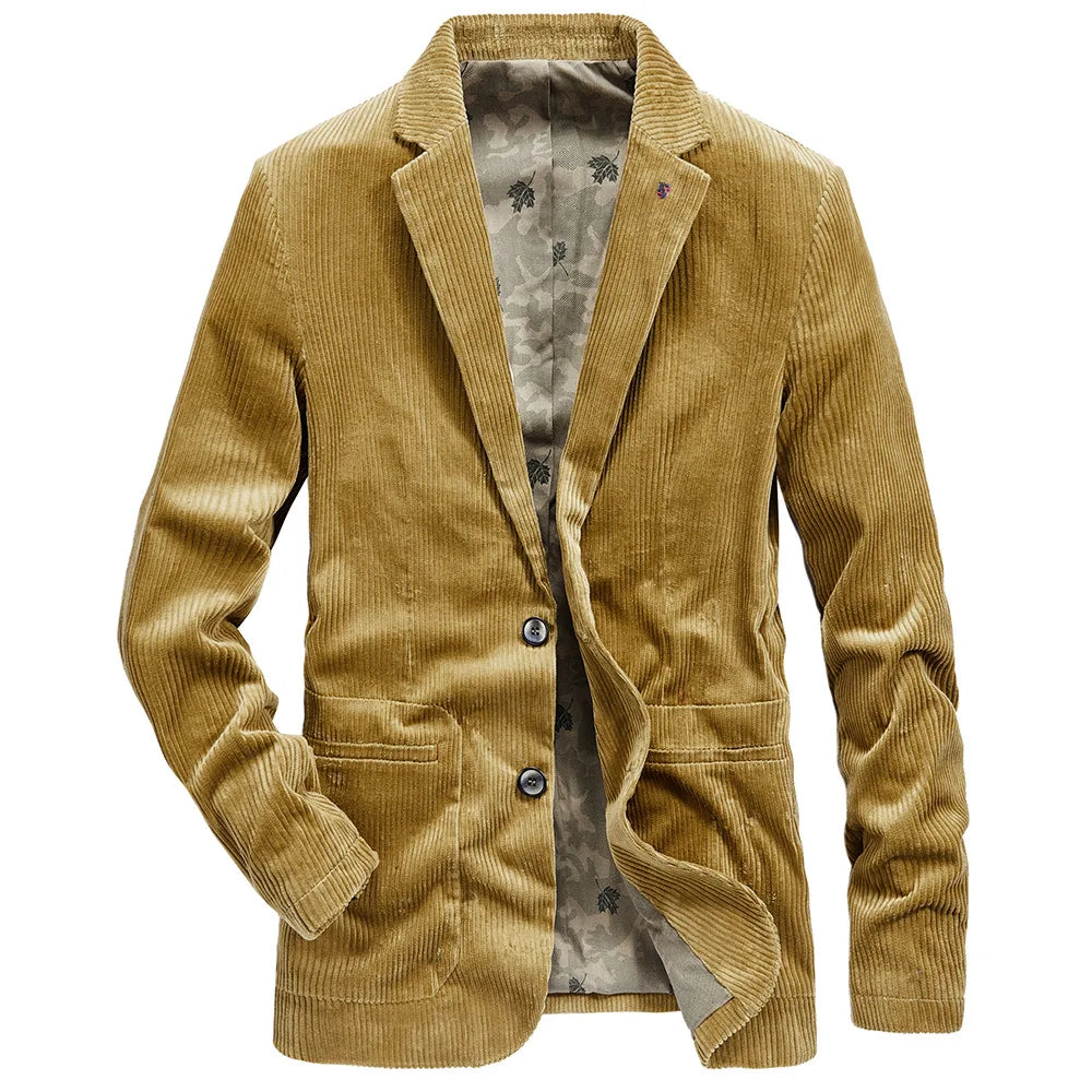 Heren corduroy jack met retro afwerking en strakke snit