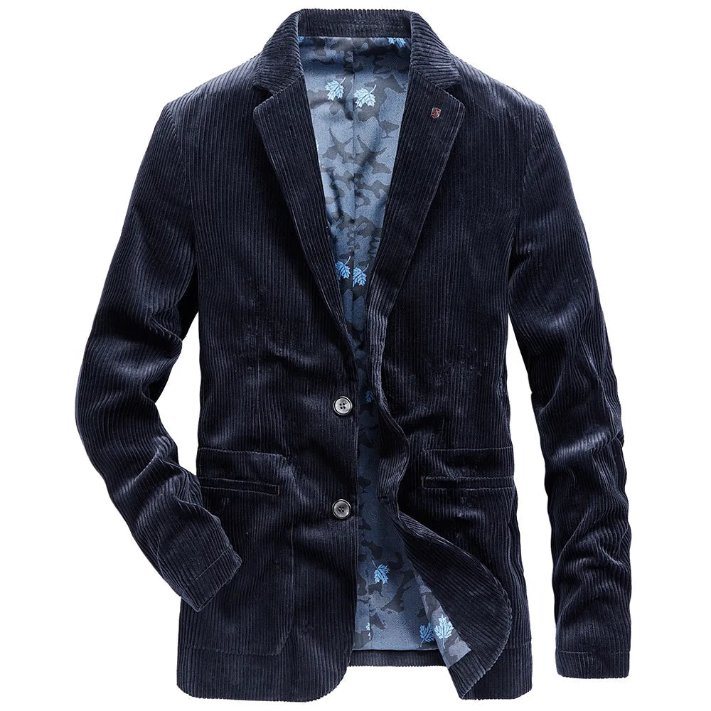 Heren corduroy jack met retro afwerking en strakke snit