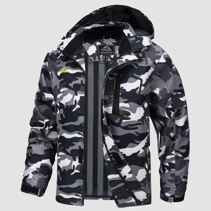Heren winterjas met hoge kraag en recht silhouet