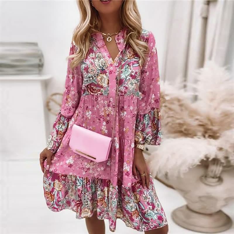 Dames maxi jurk in boho stijl met vloeiende lijnen