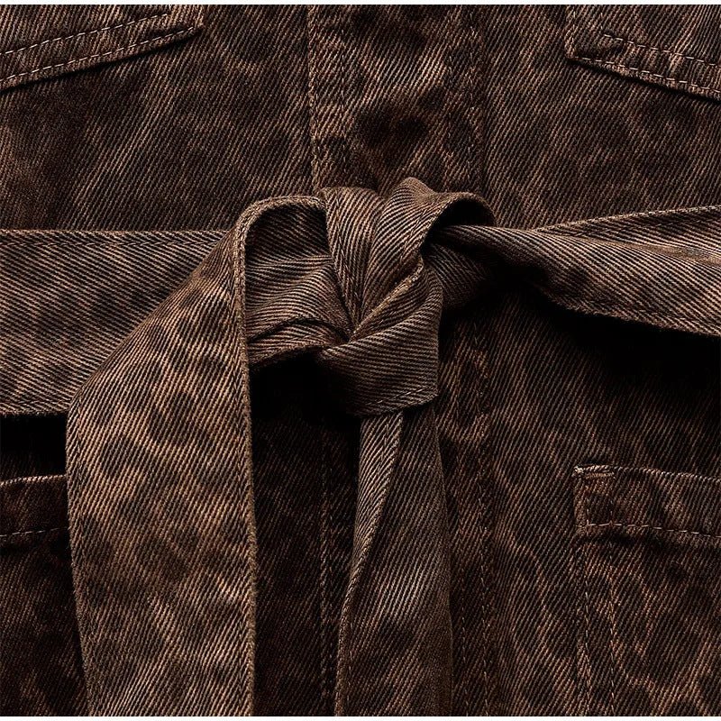 Dames jack met ceintuur, print en borstzakken