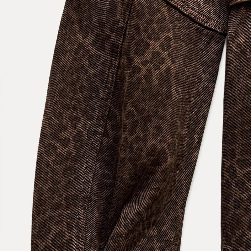 Dames jack met ceintuur, print en borstzakken