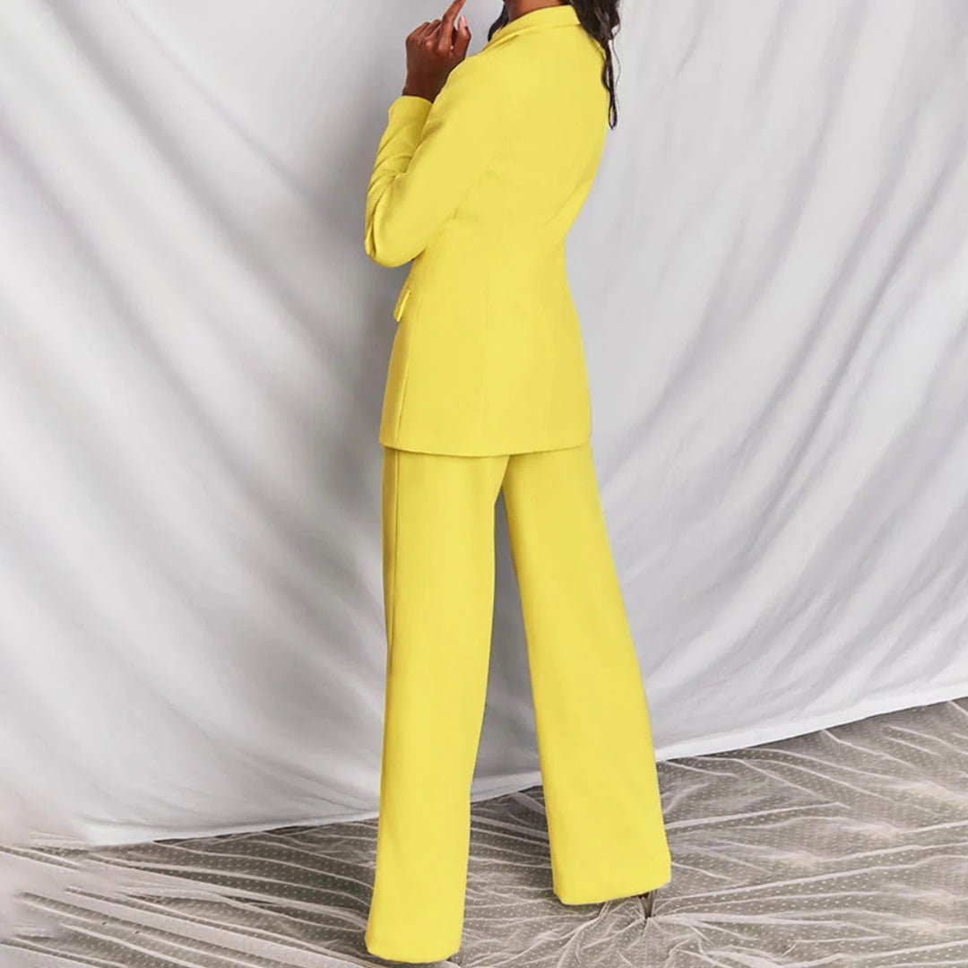 Dames blazer set met revers en wijde pantalon