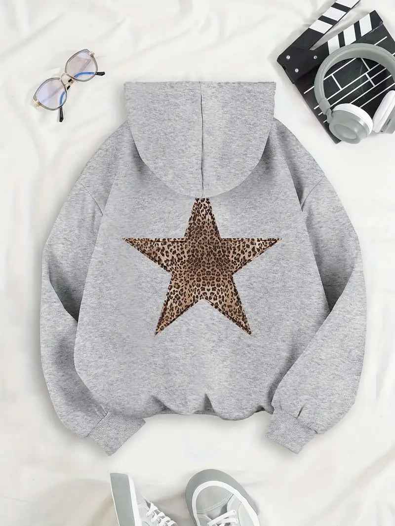 Dames hoodie met overmaat pasvorm en sterdetail