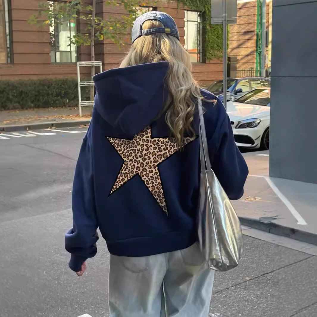 Dames hoodie met overmaat pasvorm en sterdetail