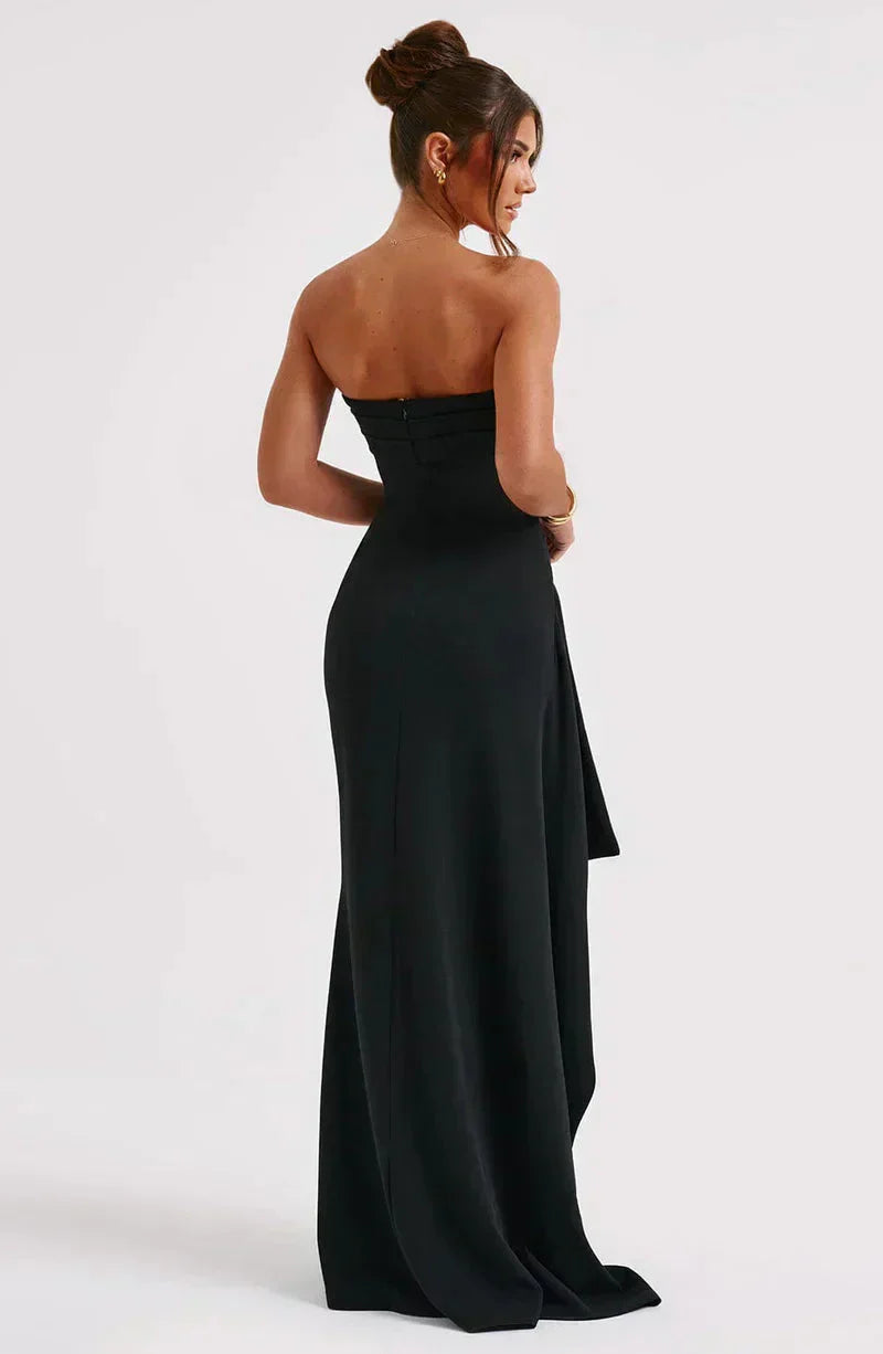 Dames maxi-jurk met off-shoulder twist en vloeiend silhouet