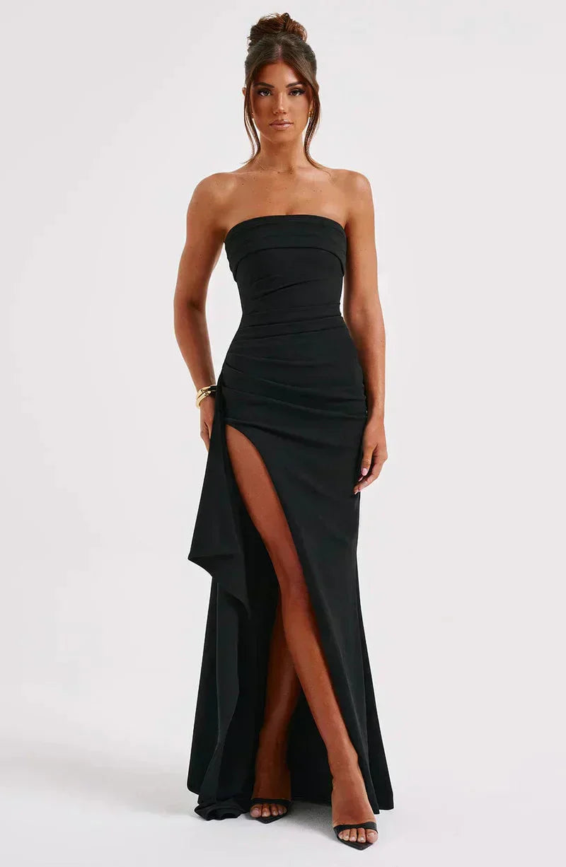 Dames maxi-jurk met off-shoulder twist en vloeiend silhouet