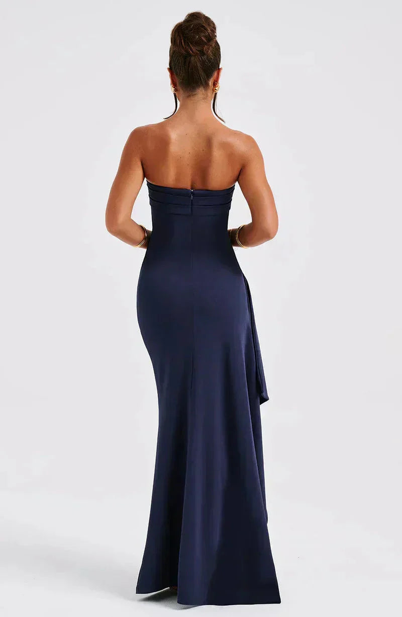 Dames maxi-jurk met off-shoulder twist en vloeiend silhouet